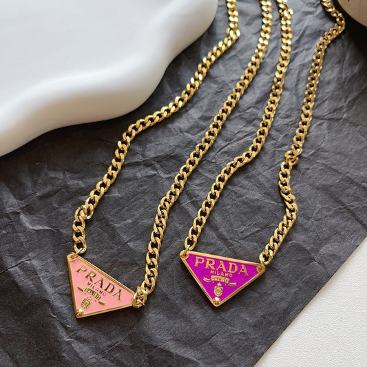 Fashionable Alphabet Triangle Pendant Necklace